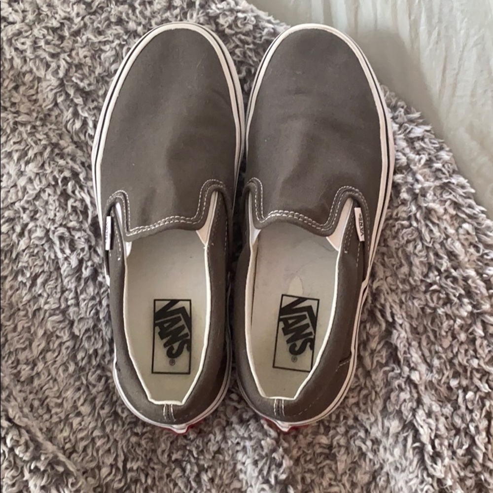grey slip on vans